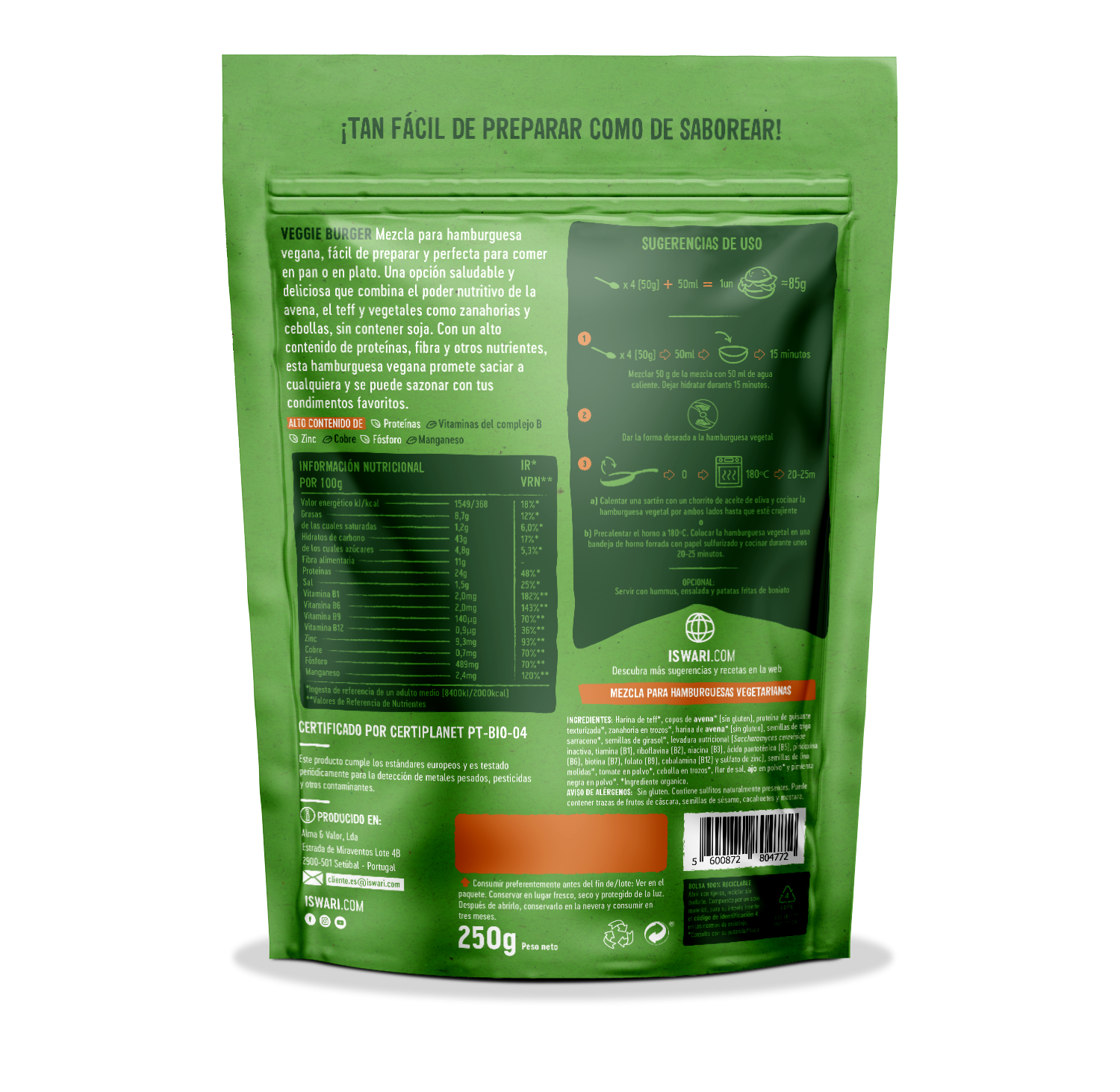 Compra ahora Veggie Burger Original - Alimentación saludable | Iswari