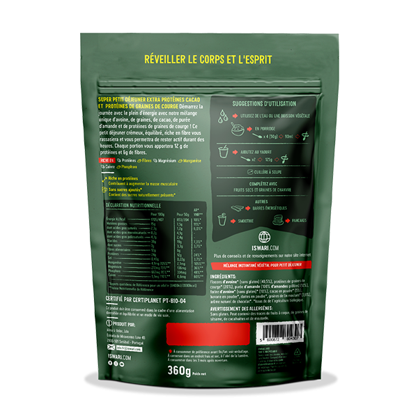 Super Petit Déjeuner Extra Protéiné - Cacao et Protéines de Graines de Courge 2