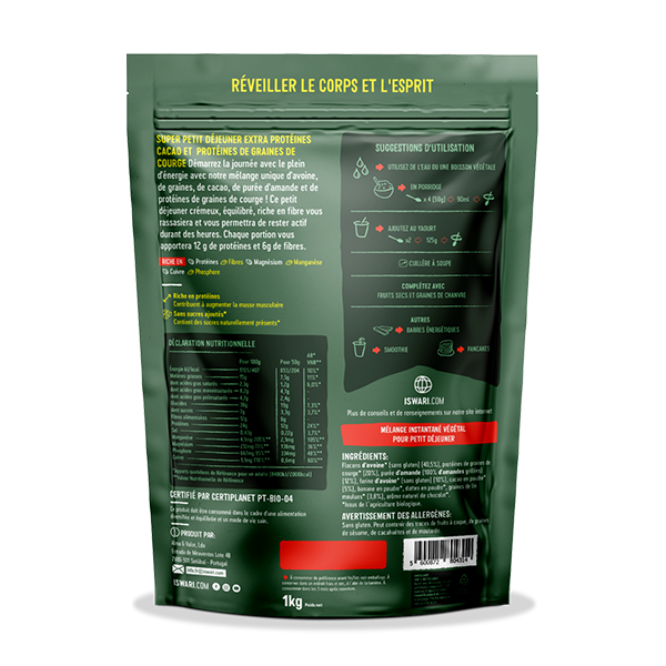 Super Petit Déjeuner Extra Protéiné - Cacao et Protéines de Graines de Courge 2