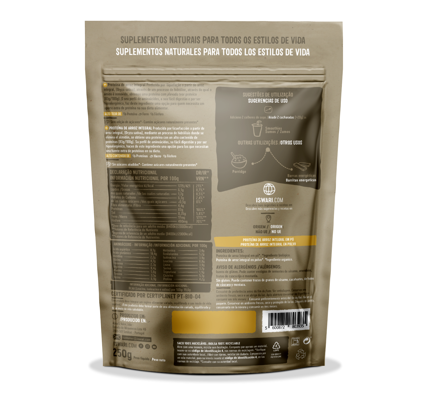 Proteína de Arroz en Polvo Bio 2