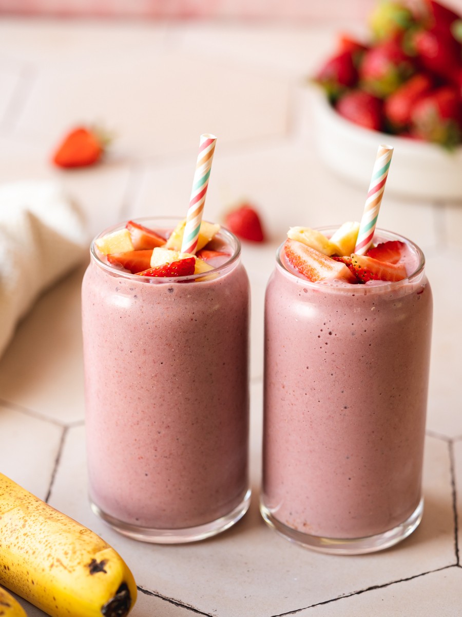 Y Plátano Batido Saludable De Fresa Plátano Batido De Fresas